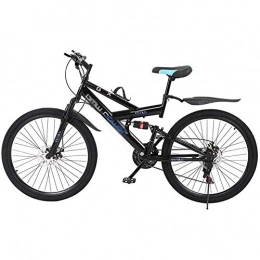 DNNAL Folding Mountain Bike DNNAL Adult Mountain Bikes, 26 in Dual Disc Brakes Mountain Bicycle Steel Carbon 21 Speeds Options Full Suspension Frame Folding Bicycles,