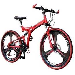 DORALO Folding Mountain Bike DORALO Foldable 21-Speed Mountain Bike, Dual Disc Brakes, Bicycle Variable Speed Portable City Bicycle Adult Student, Racing Outdoor Cycling Suitable for Height 150-170CM, 24 Inches