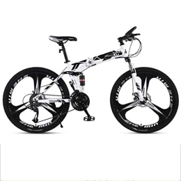 Dsrgwe Folding Mountain Bike Dsrgwe 26inch Mountain Bike, Folding Carbon Steel Frame Bicycles, Full Suspension and Dual Disc Brake, 21-speed, 24-speed, 27-speed (Color : Black, Size : 27-speed)