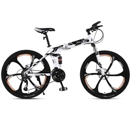 LADDER Folding Mountain Bike Dsrgwe 26inch Mountain Bike, Folding Hardtail Bicycles, Full Suspension and Dual Disc Brake, Carbon Steel Frame (Color : Black, Size : 21-speed)
