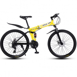Dsrgwe Folding Mountain Bike Dsrgwe Folding Mountain Bike, Full Suspension Bicycles, Carbon Steel Frame, Dual Disc Brake, 26inch Spoke Wheels (Color : Yellow, Size : 24-speed)