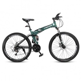 Dsrgwe Folding Mountain Bike Dsrgwe Mountain Bike, Carbon Steel Frame Bicycles, Dual Suspension and Dual Disc Brake, 26inch Spoke Wheels, 24 Speed (Color : A)