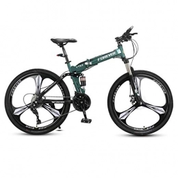Dsrgwe Folding Mountain Bike Dsrgwe Mountain Bike, Carbon Steel Frame Folding Bicycles, Dual Suspension and Dual Disc Brake, 26inch Wheels (Color : B, Size : 24-speed)