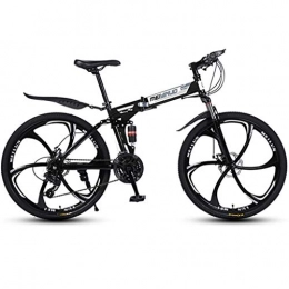 Dsrgwe Bike Dsrgwe Mountain Bike, Folding Bicycles, Steel Frame, Dual Suspension and Dual Disc Brake, MTB Bike, 26inch Wheels (Color : Black, Size : 21-speed)