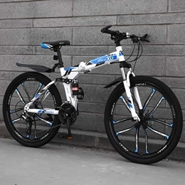 Dszgo Folding Mountain Bike Dszgo Male And Female Student Speed City Bikes, Adult Mountain Off-road Bikes, Ten Knives, 21 / 24 / 27 Speed, 26-inch Wheels, Double Shock Absorber Bikes, Foldable Frame (Color : 21 speed)