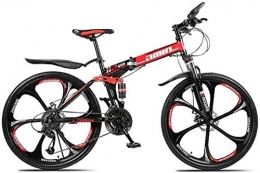 Generic Folding Mountain Bike Dual Suspension Mountain Bikes Comfort & Cruiser Bikes Red Freestyle Mountain Bike City Road Bicycle Double Disc Brake Damping Bike 26 Inch (Size : 30 speed)-24_speed