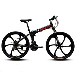 DULPLAY Bike DULPLAY Dual-suspension Adult Mountain Bike, Men's Disc Brake All Terrain Mountain Bicycle, Folding Mountain Bikes Black 24", 21-speed