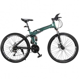DXIUMZHP Bike DXIUMZHP Dual Suspension Portable Mountain Bike For Outdoor Travel, Foldable Bicycle, Light Shift MTB, 26-inch Wheels, 24-speed (Color : 24-speed green, Size : 26 inches)