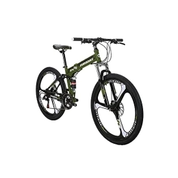 EUROBIKE Bike Eurobike 17inch Adult Folding Bike Steel Frame Mountain Bikes Full Suspension Foldable Bicycle (Green)