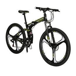 EUROBIKE Bike Eurobike 27.5 Inch Adult Folding Bike Mountain Bike For Men 18Inch Steel Bike Frame (K-Wheel Armygreen)