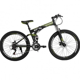 ChooSe Folding Mountain Bike Eurobike Folding Bike 21 Speed Full Suspension Bicycle 27.5 inch MTB (Armygreen)