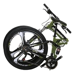 EUROBIKE Folding Mountain Bike Eurobike Folding Bike G4 21 Speed Mountain Bike Adult 26 Inches 3-Spoke Wheels Bicycle