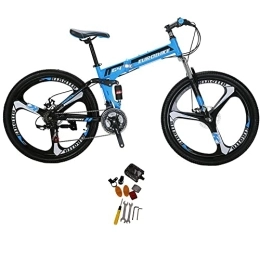 EUROBIKE Bike Eurobike Folding Mountain Bike 26 inch for Men and Women Adult Bicycles 3 Spoke Wheels Bike G4 (blue)
