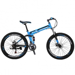 EUROBIKE Bike Eurobike Folding Mountain Bike for Adults Full Suspension Bicycle 26 / 27.5 inch Foldable Bikes for Mens (G4 Blue)