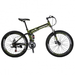 EUROBIKE Bike Eurobike Folding Mountain Bike for Adults Full Suspension Bicycle 26 / 27.5 inch Foldable Bikes for Mens (G4 Green)