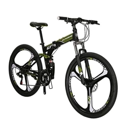 EUROBIKE Bike Eurobike G7 Folding Mountain bike for Adults Full Suspension Bicycle 27.5 inch Wheel Foldable Bikes for Mens (3-Spoke Green)