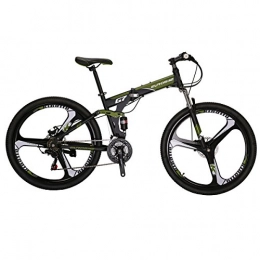 EUROBIKE Bike Eurobike G7 Mountain Bike 21 Speed Steel Frame 27.5 Inches K Wheels Dual Suspension Folding Bike Armygreen
