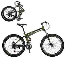 EUROBIKE Bike Eurobike JMC G4 Adult 26 Inches Folding Mountain Bike 21 Speed MTB Bike Disc Brake Bicycle (ArmyGreen spoke wheel)