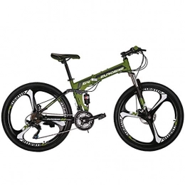 EUROBIKE Bike Eurobike OBk G4 Folding Mountain Bike 21 Speed Bicycle Full Suspension MTB Foldable Frame 26" 3 Spoke Wheels (Green)