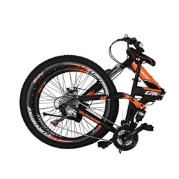 EUROBIKE Bike Eurobike OBK G7 Folding Bike 21 Speed Full Suspension Mountain Bicycle 27.5” Daul Disc Brake Mens Bikes Foldable Frame (Orange Spoke wheels)