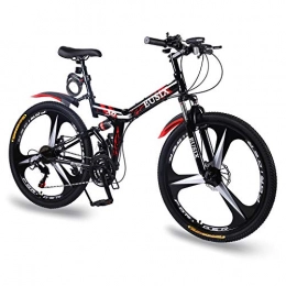 EUSIX Folding Mountain Bike EUSIX X6 Mountain Bike, Portable 21 Speed Mountain Bicycle, 26 Inches Titanium Alloys Wheels, High-carbon Steel Frame with Dual Disc Brake Folding Bikes