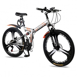EUSIX Bike EUSIX X6 Mountain Bike, Portable 21 Speed Mountain Bicycle, 26 Inches Titanium Alloys Wheels, High-carbon Steel Frame with Dual Disc Brake Folding Bikes for Men and Women (Grey)