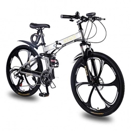 EUSIX Bike EUSIX X9 26 inches Mountain Bike for Men and Women Aluminum Frame Folding Bicycle with Dual Suspension and 21 Speed Gear Men Bike MTB (Grey)