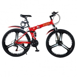 EUSIX Folding Mountain Bike EUSIX X9 Men Mountain Bike Women Bicycle 24 Speed 27.5 Inches High-carbon Steel Frame MTB 27.5 Inches Wheels with Suspension and Disc Brake Folding Bike for Men and Women