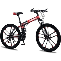 FETION Folding Mountain Bike FETION Children's bicycle 26 inch Folding Mountain Bike Full Suspension 24 Speed ?Gears Disc Brakes with Shock Absorbers Bicycle for Men and Women / 8584 (Size : 24 speed)