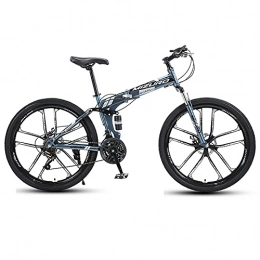 FGKLU Bike FGKLU 10 Spoke Folding Mountain Bike for Men Women, 26 inch Outdoor Sport Bicycle MTB with Carbon Steel and 21 Speed Bicycle MTB Bike Full Suspension