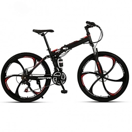 FGKLU Bike FGKLU 26 inch Adult Folding Mountain Bike, 6 Knife Wheels Outdoor MTB Bikes Bicycle for Men Women, 21 / 24 / 27 Speed High-Carbon Steel Dual Disc Brakes, A, 27 speed