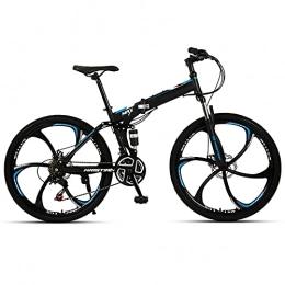 FGKLU Bike FGKLU 26 inch Adult Folding Mountain Bike, 6 Knife Wheels Outdoor MTB Bikes Bicycle for Men Women, 21 / 24 / 27 Speed High-Carbon Steel Dual Disc Brakes, C, 27 speed