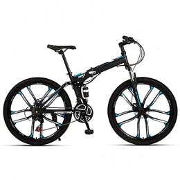 FGKLU Bike FGKLU 26 inch Folding Mountain Bike for Adult Men Women, 21 / 24 / 27 Speed 10 Knife Wheels Outdoor MTB Bikes Bicycle, High-Carbon Steel Dual Disc Brakes, C, 24 speed