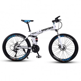 FGKLU Bike FGKLU 26in Folding Mountain Bike, 21 / 24 / 27 Speed Mountain Bicycles with Disc Brakes Full Suspension for Adults, Mens Womens Outdoor Bicycle, 27 speed