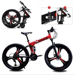 Fiunkes 27-Speed Bike Bicycle 26 Inch Folding Mountain Bike Off-Road Students Adult Men and Women Race Bike Commuter Bicycle Dual Disc Brakes,Red