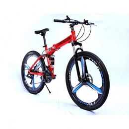 WZB Folding Mountain Bike Foiding Mountain Bike, Featuring Medium Steel Frame and 26-Inch Wheels with Mechanical Disc Brakes, 27-Speed Shimano Drivetrain, in Multiple Colors, Red, 27speed