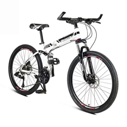 AYDQC Folding Mountain Bike Foldable Adult Mountain Bike, 24 / 26 Inch Wheels, High Carbon Steel Outroad Bicycles, 24-Speed Bicycle Full Suspension MTB Gears Dual Disc Brakes Mountain Bicycle (Color : White, Size : 24inch) feng