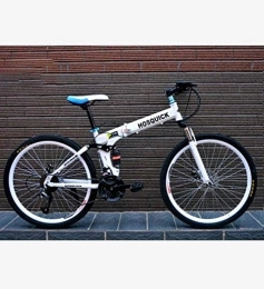 WJSW Bike Foldable Adult Mountain Bike, Teenage Student Double Disc Brake Bikes, City Road Racing Bicycle, Upgrade High-Carbon Steel Frame, 24 Inch Wheels