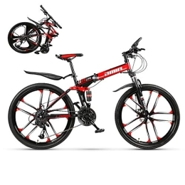 STRTG Folding Mountain Bike Foldable Adult Mountain Bikes, Folding Outroad Bicycles, Folded Within 15 Seconds Folding Bike, for 21 * 24 * 27 * 30 Speed 24 * 26in Men and Women Outdoor MTB Bicycle