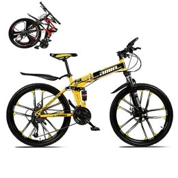  Bike Foldable Adultmountain Bikes, Folding Outroad Bicycles, Folded Within 15 Seconds Folding Bike, for 21 24 27 30 Speed 24 26in Men and Women Outdoor MTB Bicycle