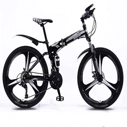 CDPC Bike Foldable Bike 26 Inches, 30-speed Folding Mountain Bike, Light Commuter Bike, Double Disc Brake Full Suspension Bike (Color : Black, Speed : 30speed)