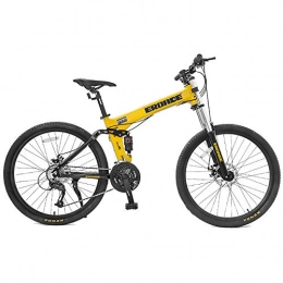 WSS Folding Mountain Bike Foldable mountain bike, 26-inch double suspension shock-absorbing mountain bike 27-speed male off-road oil disc racing adult portable bicycle-non folding yellow