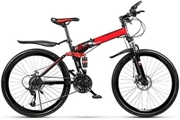  Bike Foldable Mountain Bike 26 Inches, 21 / 24 / 27 Speed Gear Bike Spokes For Adult Ladies Men Unisex Folding Hardtail Mountain Bike, Red, 21 Stage Shift, Excellent2
