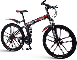 WSJYP Bike Foldable Mountain Bike 26 Inches, Bicycle with 10 Cutter Wheel, Fast Folding Mens Women Adult All Terrain Mountain Bike, 21 / 24 / 27 Speed, 27speed