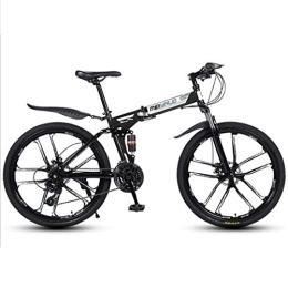 Dsrgwe Folding Mountain Bike Foldable Mountain Bike, Carbon Steel Frame Hardtail Bicycles, Dual Disc Brake and Double Suspension (Color : Black, Size : 21 Speed)