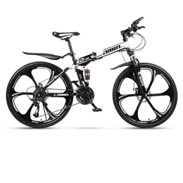 Dsrgwe Folding Mountain Bike Foldable Mountain Bike, Hardtail Bicycles, Dual Disc Brake and Double Suspension, Carbon Steel Frame (Color : White, Size : 24-speed)