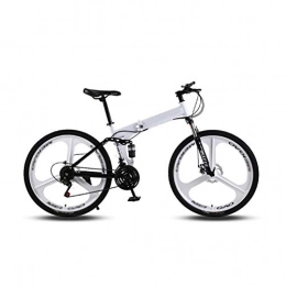 WGXY Folding Mountain Bike Foldable Mountain Bike, High-carbon Steel Hardtail Mountain Bicycle, Three Cutter Wheel 26 inch / 21 / 24 / 27 Variable Speed Bicycle, Double Shock Absorption Road Racing, White, 26 inch 27 speed