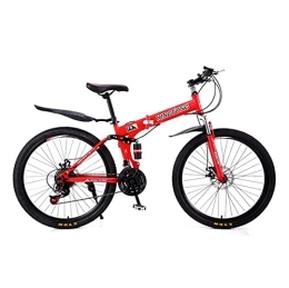  Folding Mountain Bike Foldable Mountain Bikes 26" Wheel Front Suspension Bike 21 Speed With Double Disc Brake For Men Woman Adult And Teens(Color:Black)