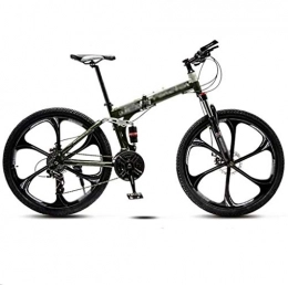 Foldable MountainBike Mountain Folding Bike Men and Women, 24 Inches 21-speed Variable-speed Mountain Bike, Double Shock-absorbing 6-knife Wheels Student MTB Racing, Road/ Flat Ground /Work Universal