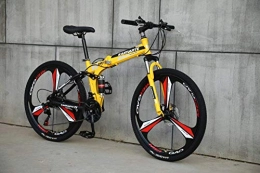 CDFC Folding Mountain Bike Foldable Sports / Mountain Bike 24 / 26 Inches 3 Cutter Wheel, Yellow, 24stage_shift, 24inches